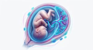 분만의 의학적 개념을 설명하는 3D 일러스트